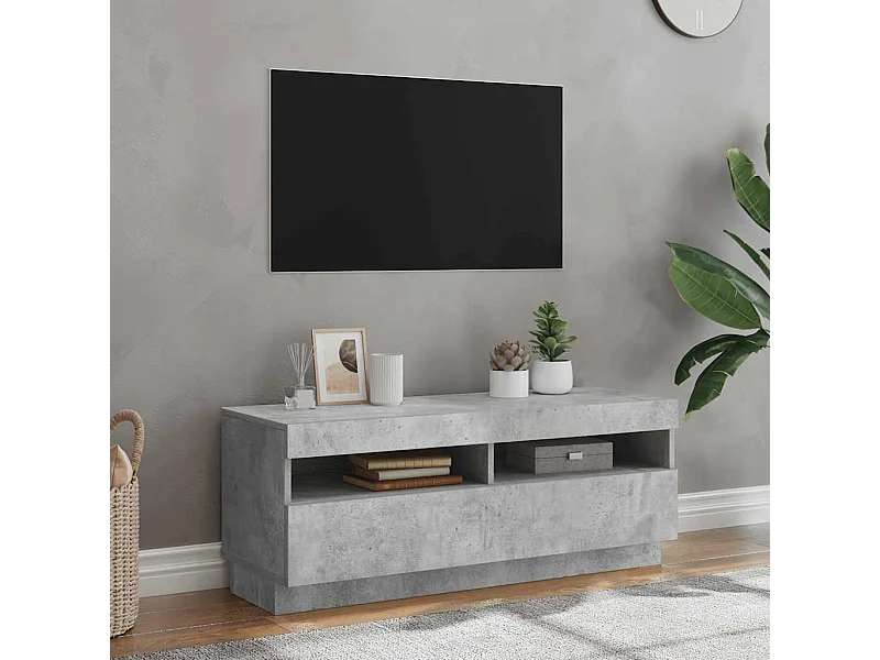 Mueble de TV | Mueble de salón con luces LED gris hormigón 100x35x40 cm