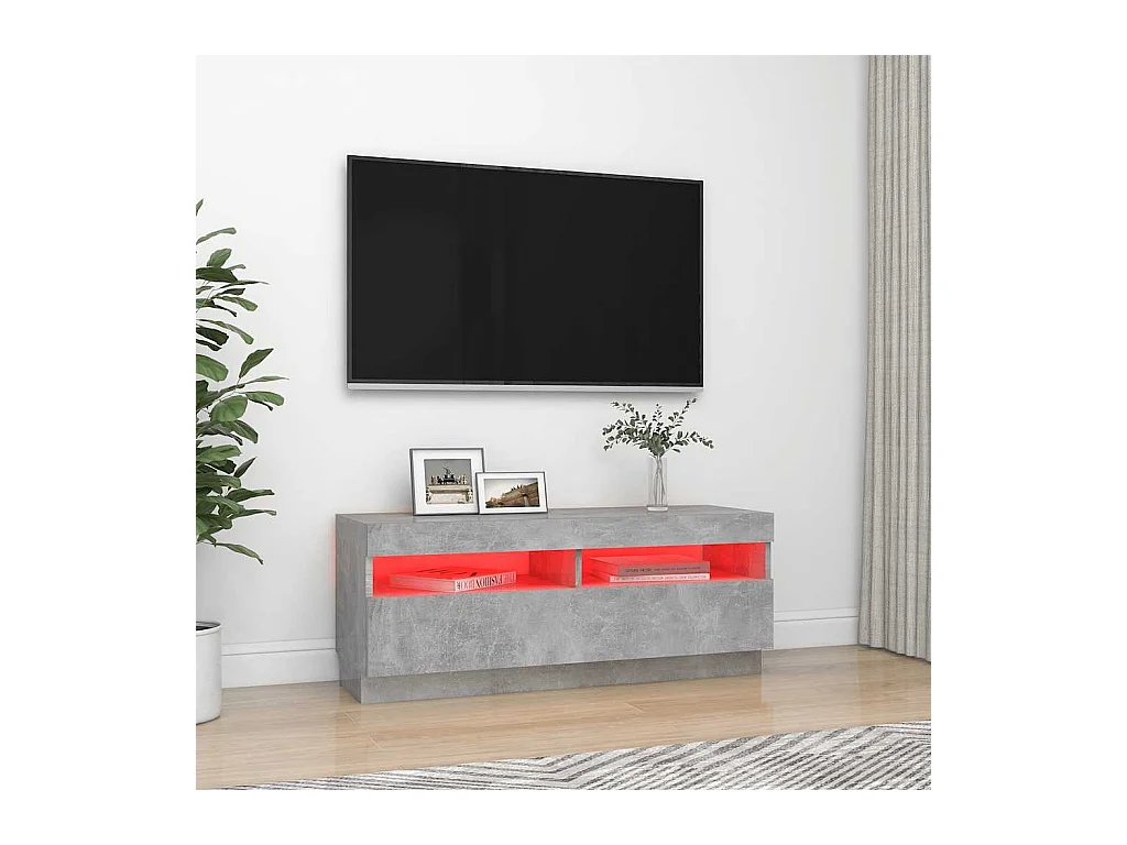 Mueble de TV | Mueble de salón con luces LED gris hormigón 100x35x40 cm