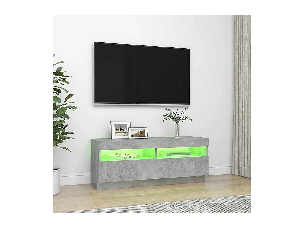 Mueble de TV | Mueble de salón con luces LED gris hormigón 100x35x40 cm
