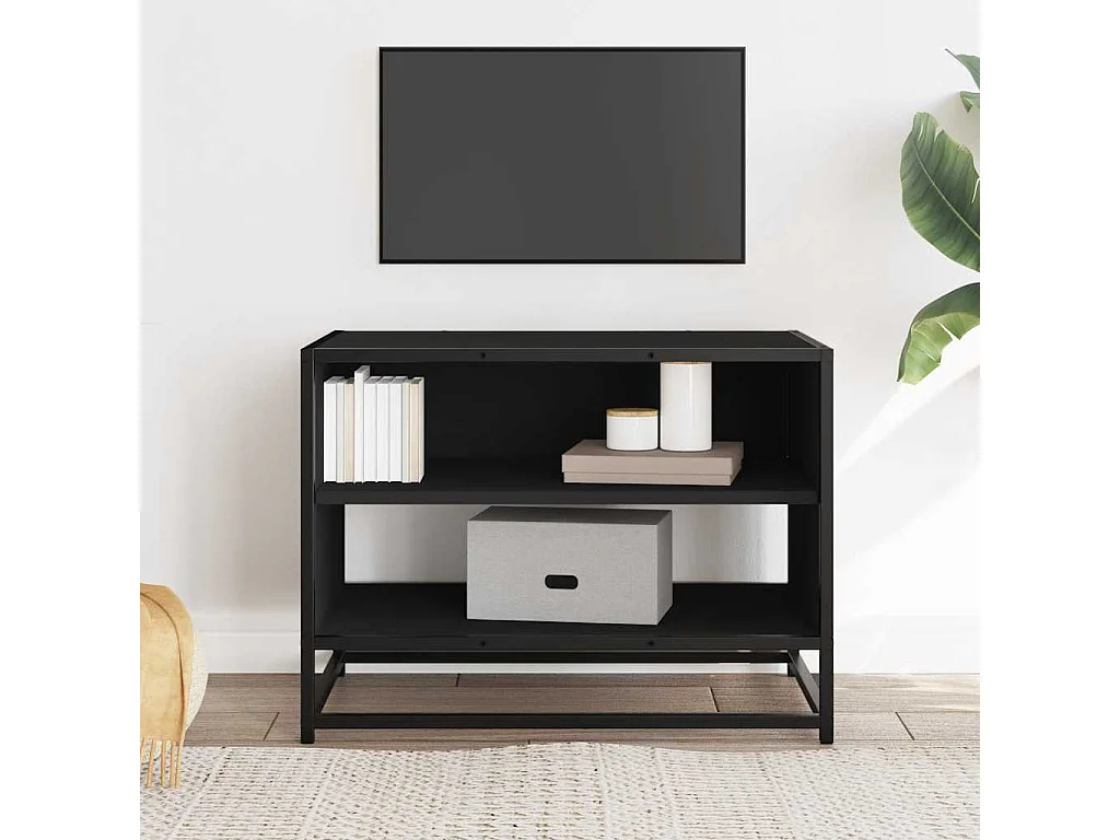Meuble TV | Banc TV | Armoire TV noir 61x40x46 cm bois d'ingénierie et métal