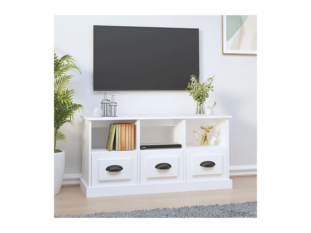 Mueble de TV | Mueble de salón madera contrachapada blanco 100x35x50 cm