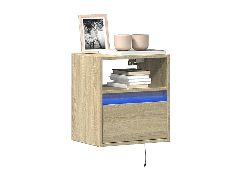 Mueble de TV | Mueble de salón de pared con luces LED roble Sonoma 41x31x45 cm