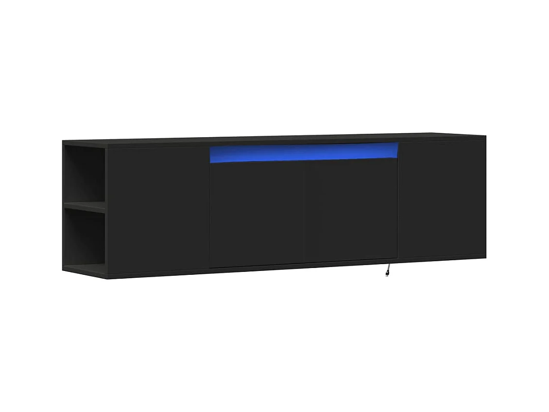 Mueble de TV | Mueble de salón de pared con luces LED negro 135x31x39,5 cm