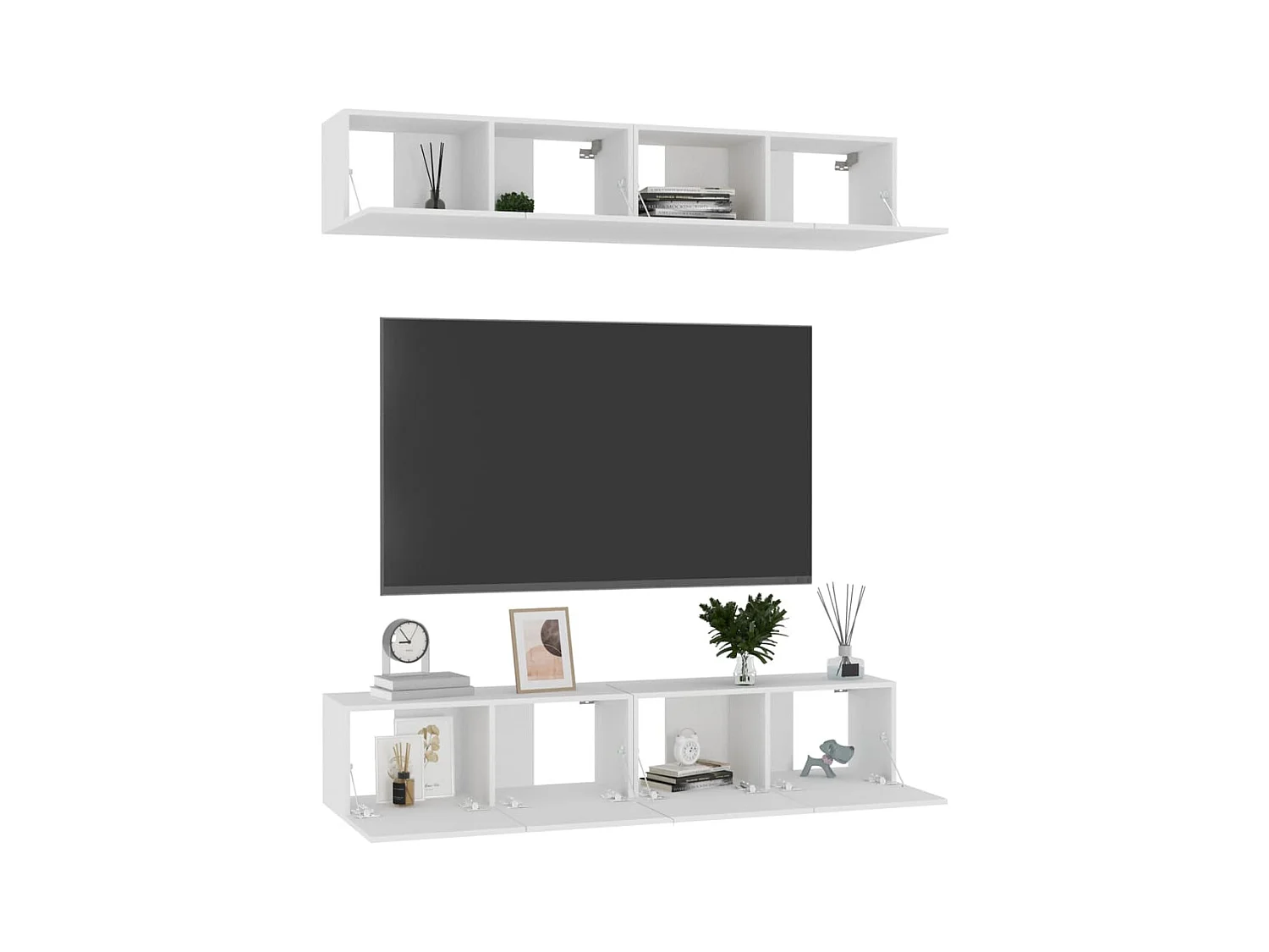 muebles para TV  | Gabinetes de TV |  Muebles de salón 4 uds madera contrachapada blanco 80x30x30 cm