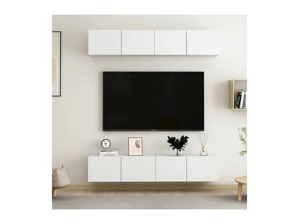 Meubles TV | Bancs TV | Armoires TV 4 pcs Blanc 80x30x30 cm Bois d'ingénierie