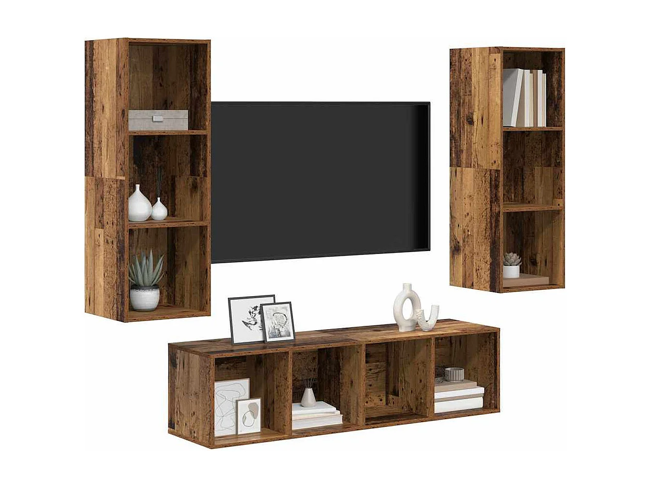 Ensemble de meubles TV | Bancs TV | Armoires TV 3 pcs Bois ancien 37 x 37 x 142.5 cm