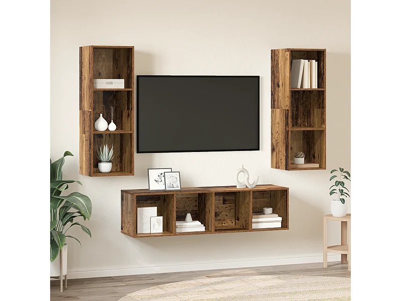 Ensemble de meubles TV | Bancs TV | Armoires TV 3 pcs Bois ancien 37 x 37 x 142.5 cm