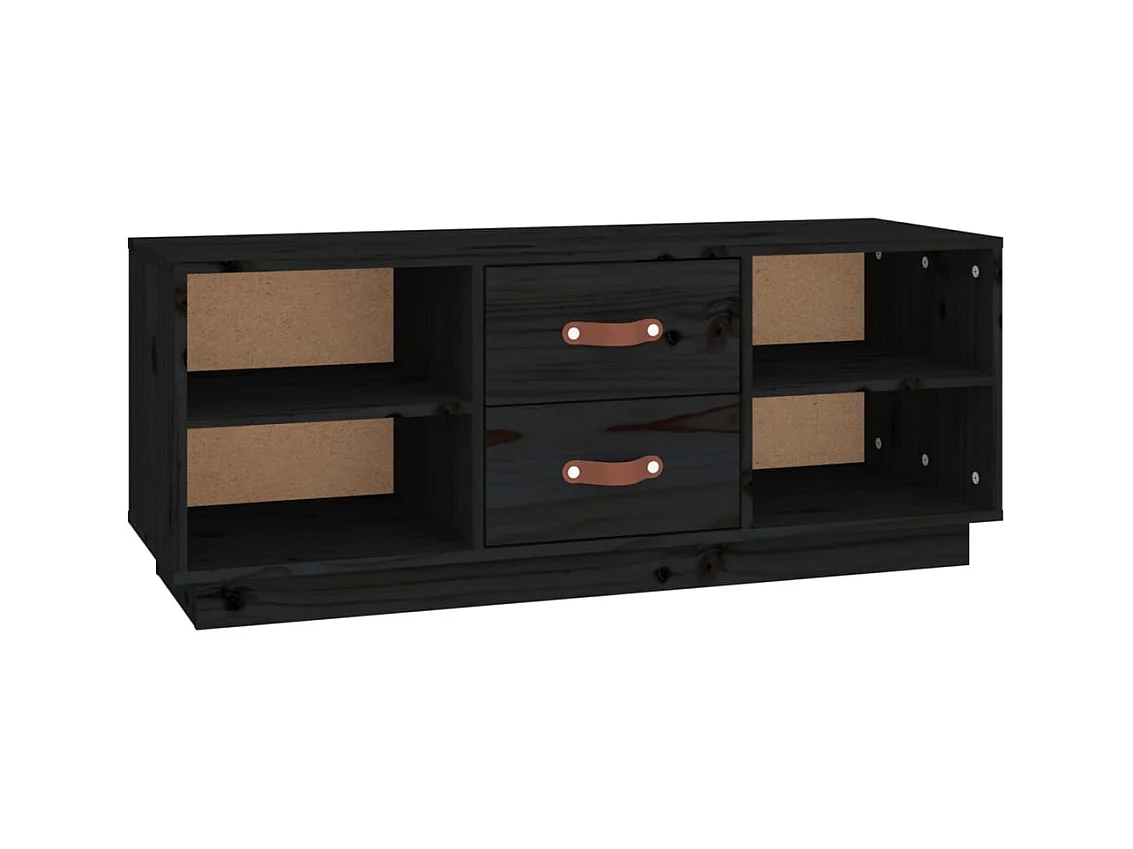 Mueble de TV | Mueble de salón de madera maciza de pino negro 100x34x40 cm