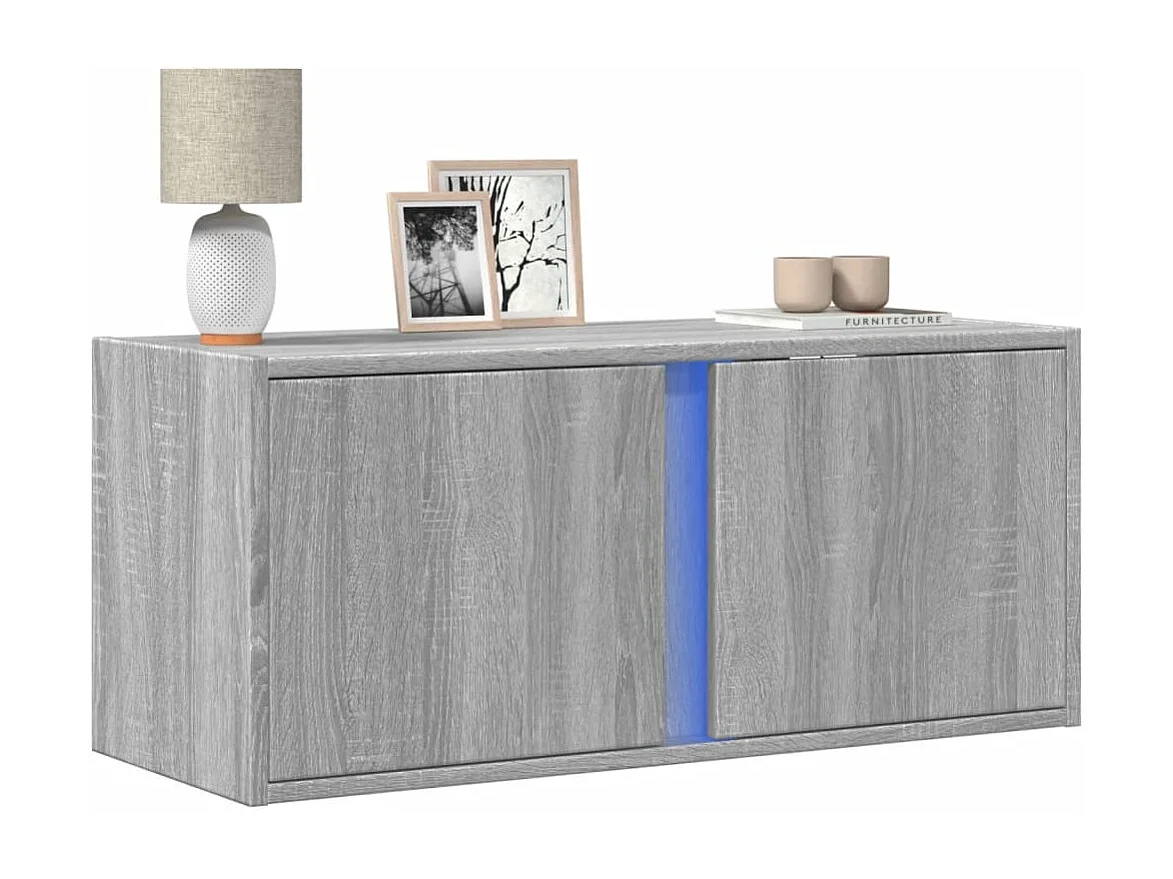 Tv-wandmeubel | TV-kast | Tv-Bank met LED 80x31x35 cm grijs sonoma eikenkleurig