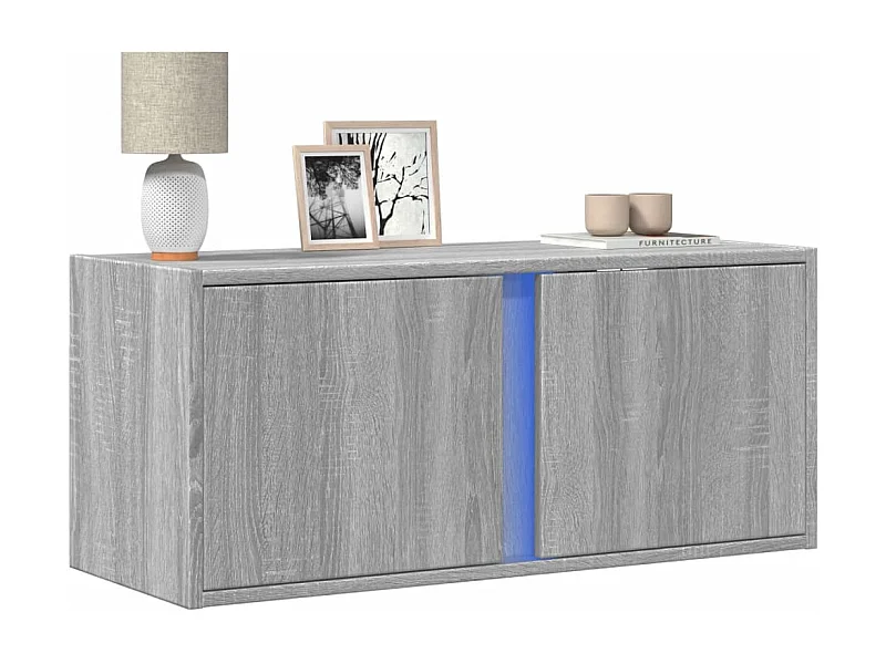 Meuble TV | Banc TV | Armoire TV mural avec lumières LED sonoma gris 80x31x35 cm