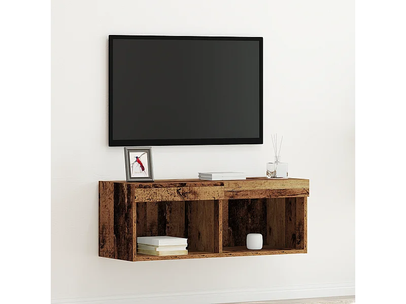 Tv-wandmeubel | TV-kast | Tv-Bank met LED 80x30x30 cm oud houtkleurig