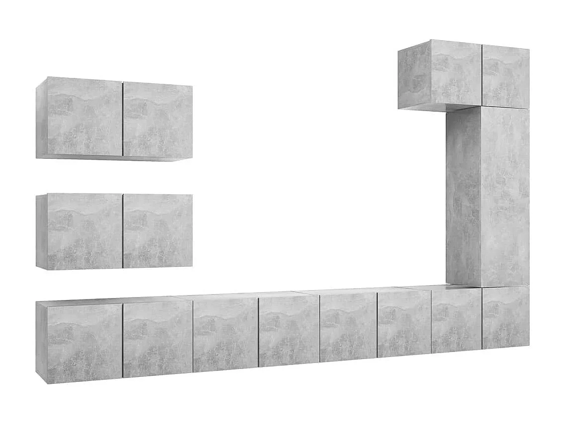 Ensemble de meubles TV | Bancs TV | Armoires TV 8 pcs Gris béton Bois d'ingénierie
