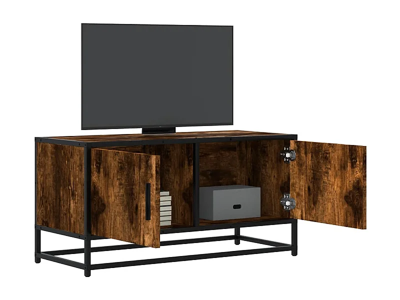 Tv-meubel | Tv-Bank | TV-kast80x34,5x40cm bewerkt hout metaal gerookt eikenkleurig