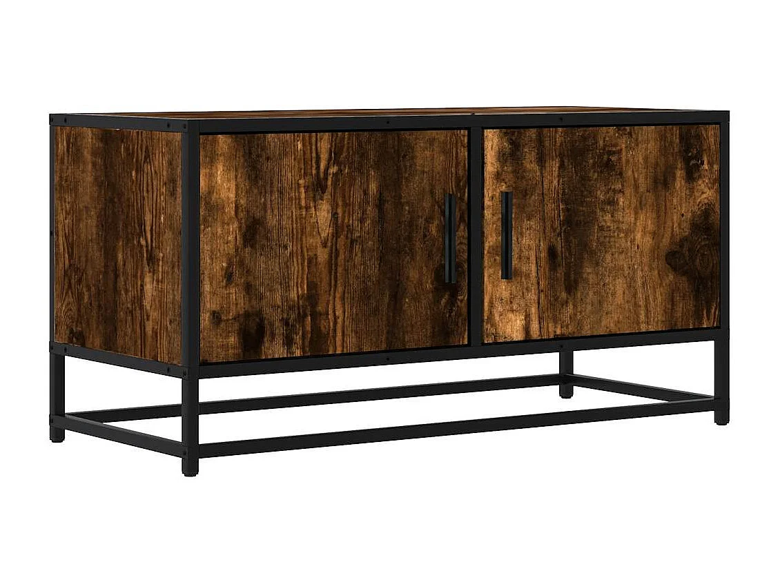 Tv-meubel | Tv-Bank | TV-kast80x34,5x40cm bewerkt hout metaal gerookt eikenkleurig