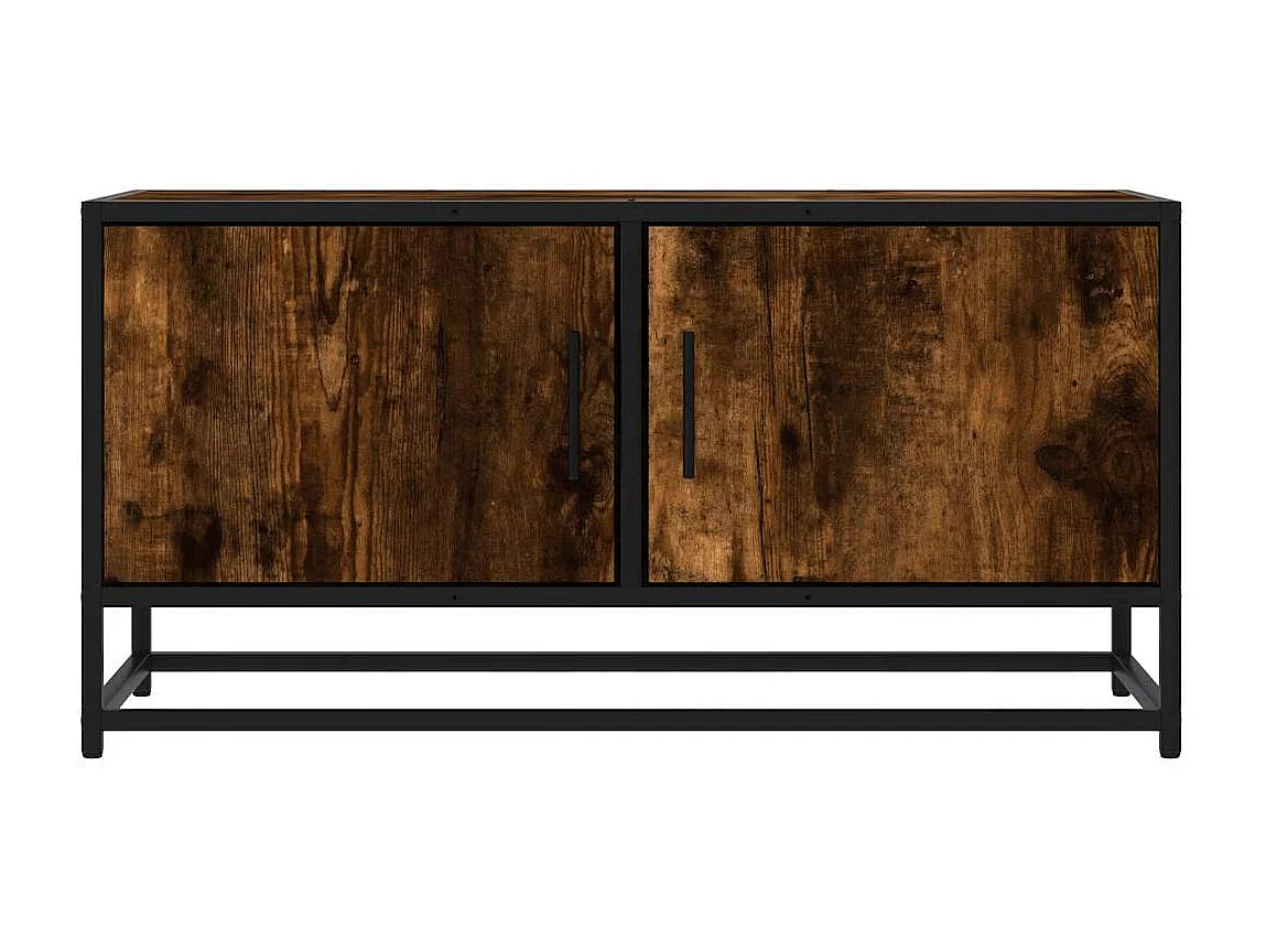 Tv-meubel | Tv-Bank | TV-kast80x34,5x40cm bewerkt hout metaal gerookt eikenkleurig