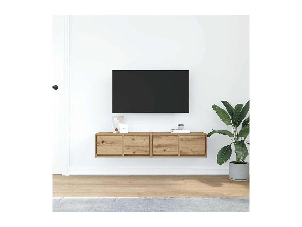 Tv-meubelen | Tv-Banken | TV-kasten 2 st 60x31x25,5 cm bewerkt hout artisanaal eiken