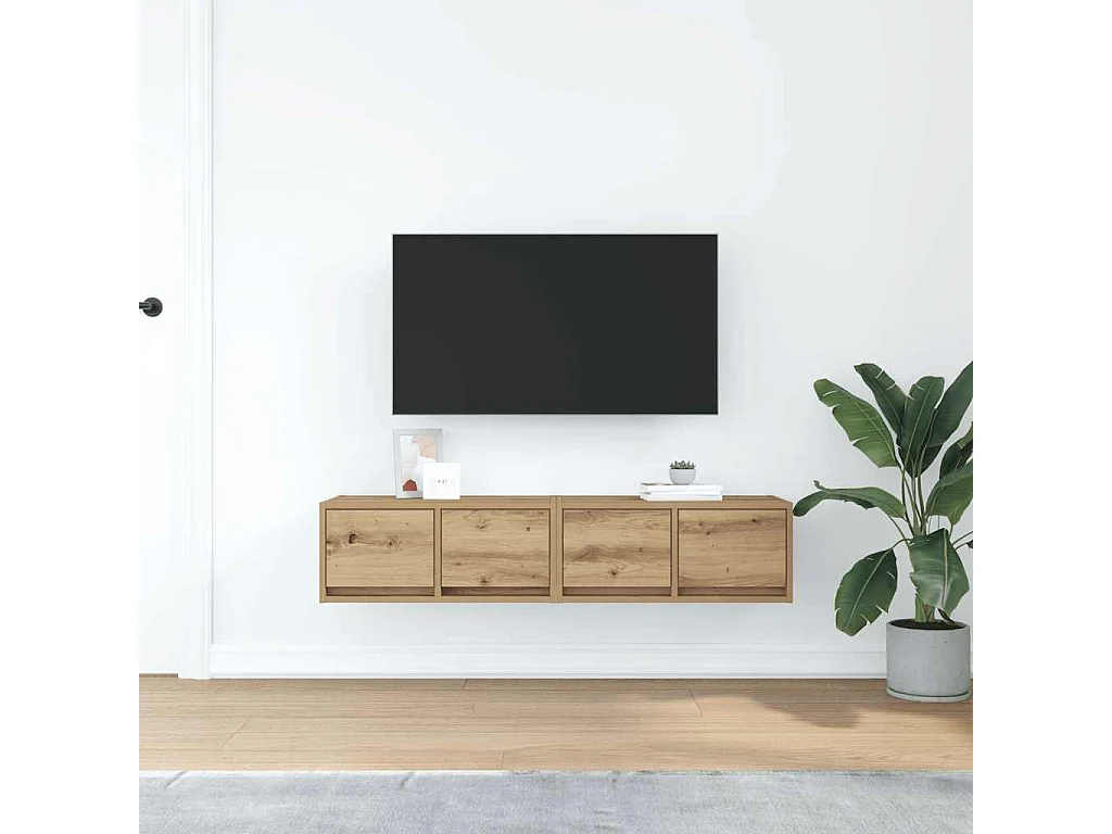 Tv-meubelen | Tv-Banken | TV-kasten 2 st 60x31x25,5 cm bewerkt hout artisanaal eiken