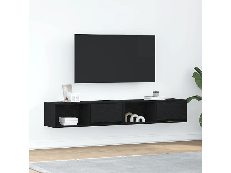 Meuble TV | Banc TV | Armoire TV 2 pcs chêne noir 80x31x25,5 cm bois d'ingénierie