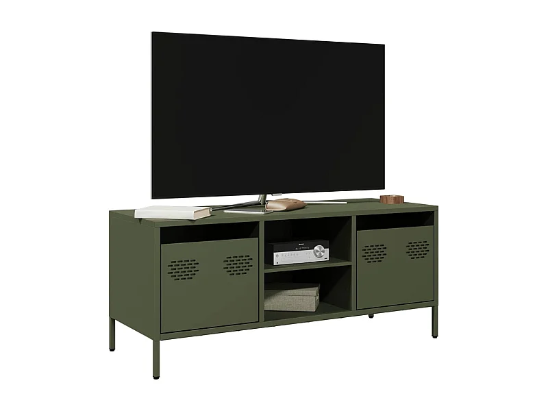 Tv-meubel | Tv-Bank | TV-kast101,5x39x43,5 cm koudgewalst staal olijfgroen
