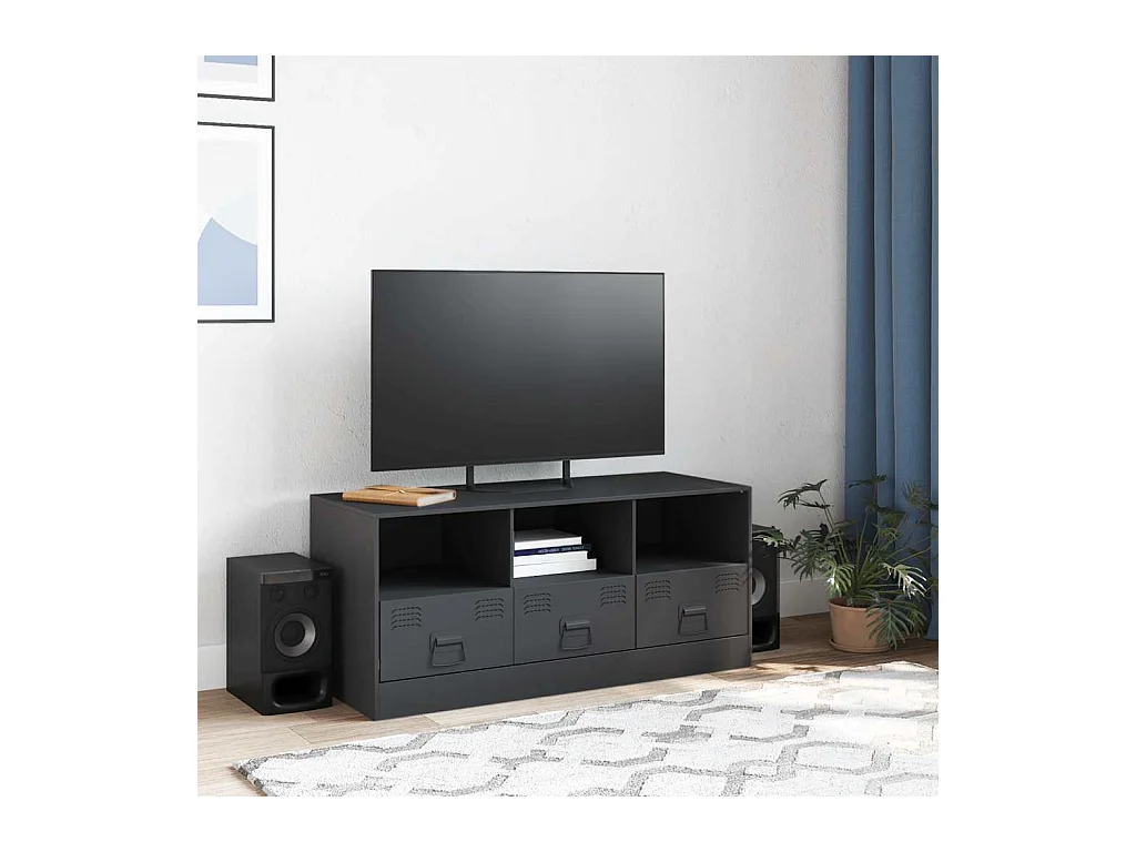 Mueble para TV  | Gabinete de TV |  Mueble de salón de acero gris antracita 99x39x44 cm