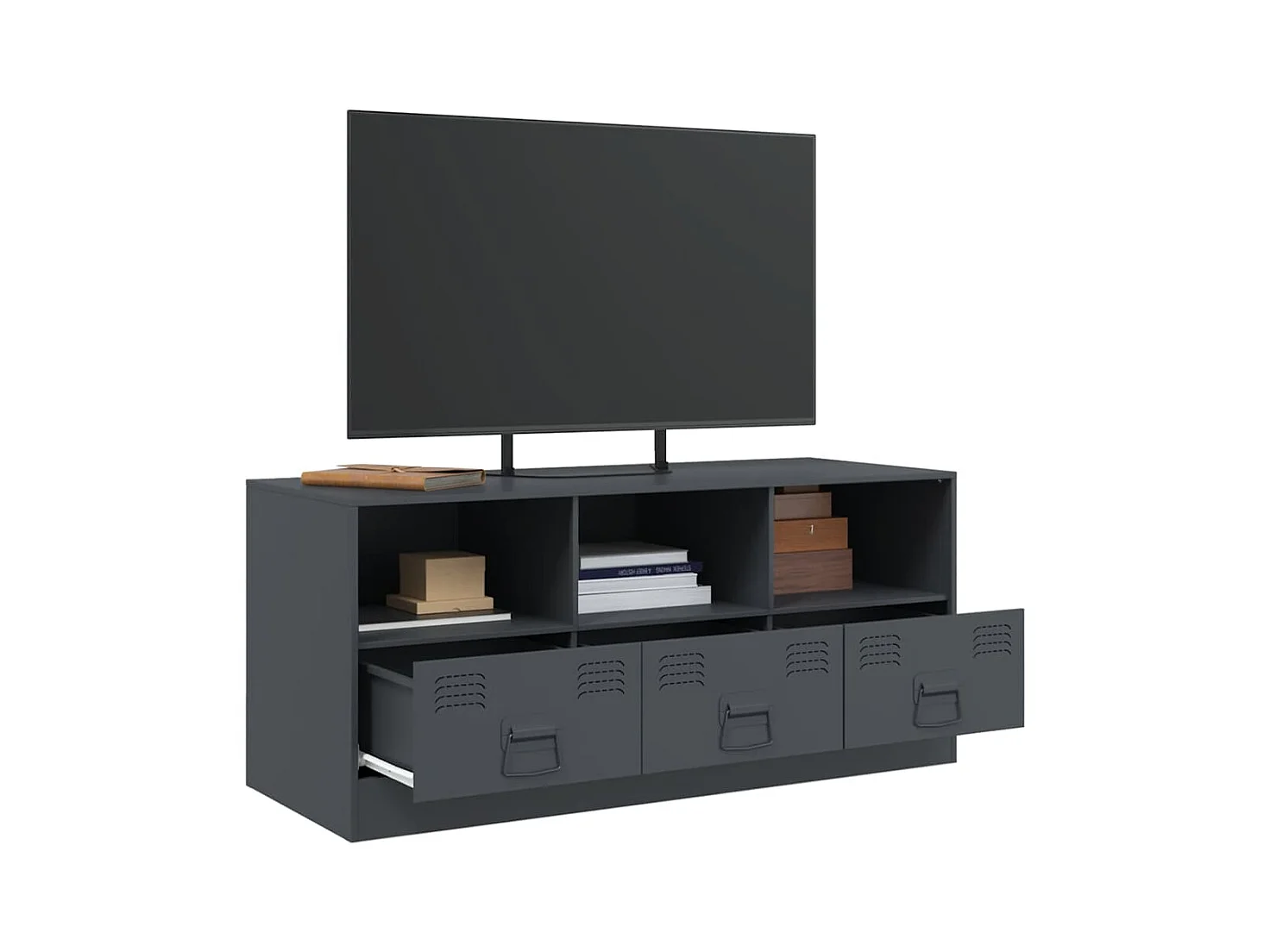 Mueble para TV  | Gabinete de TV |  Mueble de salón de acero gris antracita 99x39x44 cm