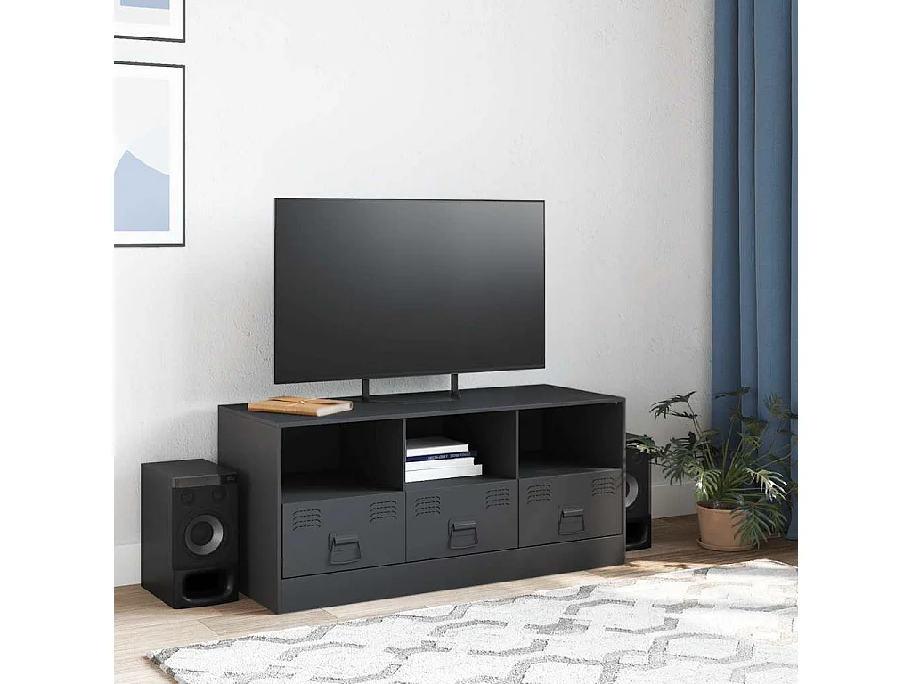 Meuble TV | Banc TV | Armoire TV anthracite 99x39x44 cm acier