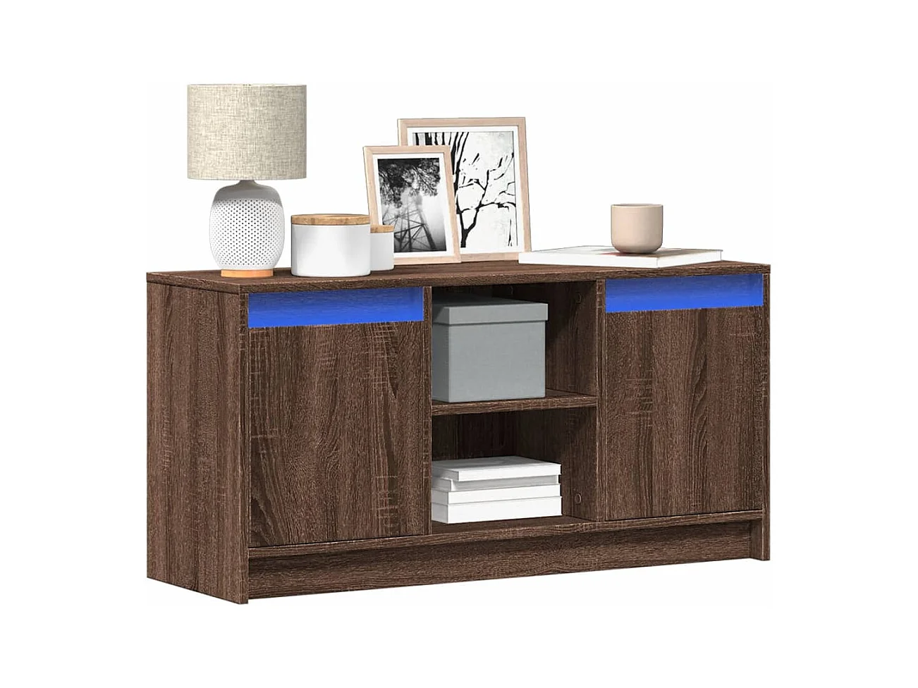 Mueble de TV | Mueble de salón LED madera ingeniería marrón roble 100x34x50 cm