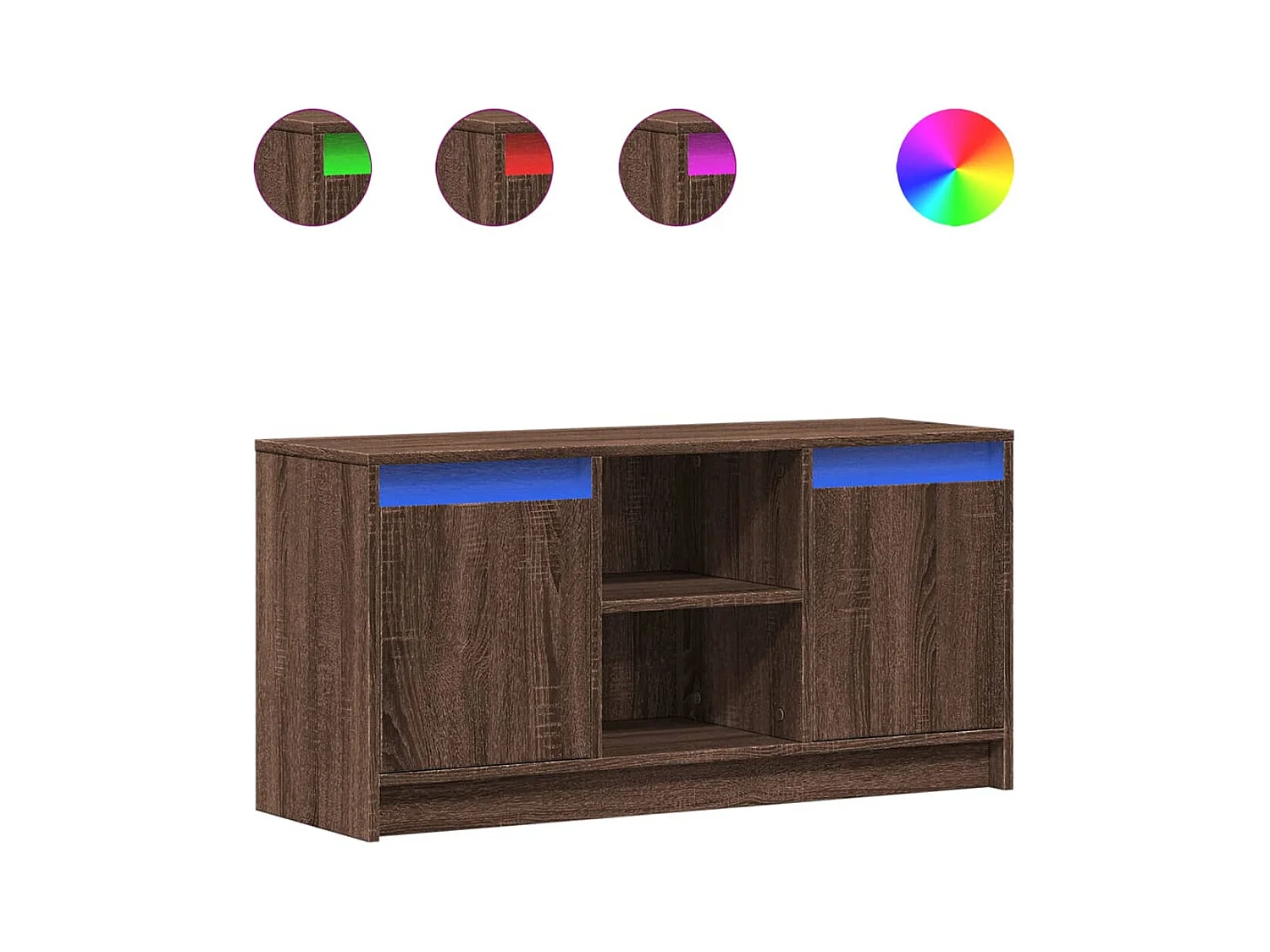 Mueble de TV | Mueble de salón LED madera ingeniería marrón roble 100x34x50 cm