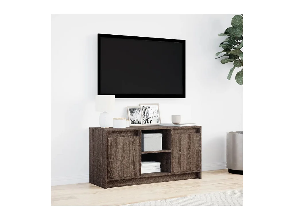 Mueble de TV | Mueble de salón LED madera ingeniería marrón roble 100x34x50 cm