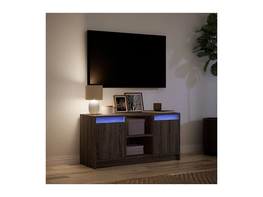 Mueble de TV | Mueble de salón LED madera ingeniería marrón roble 100x34x50 cm