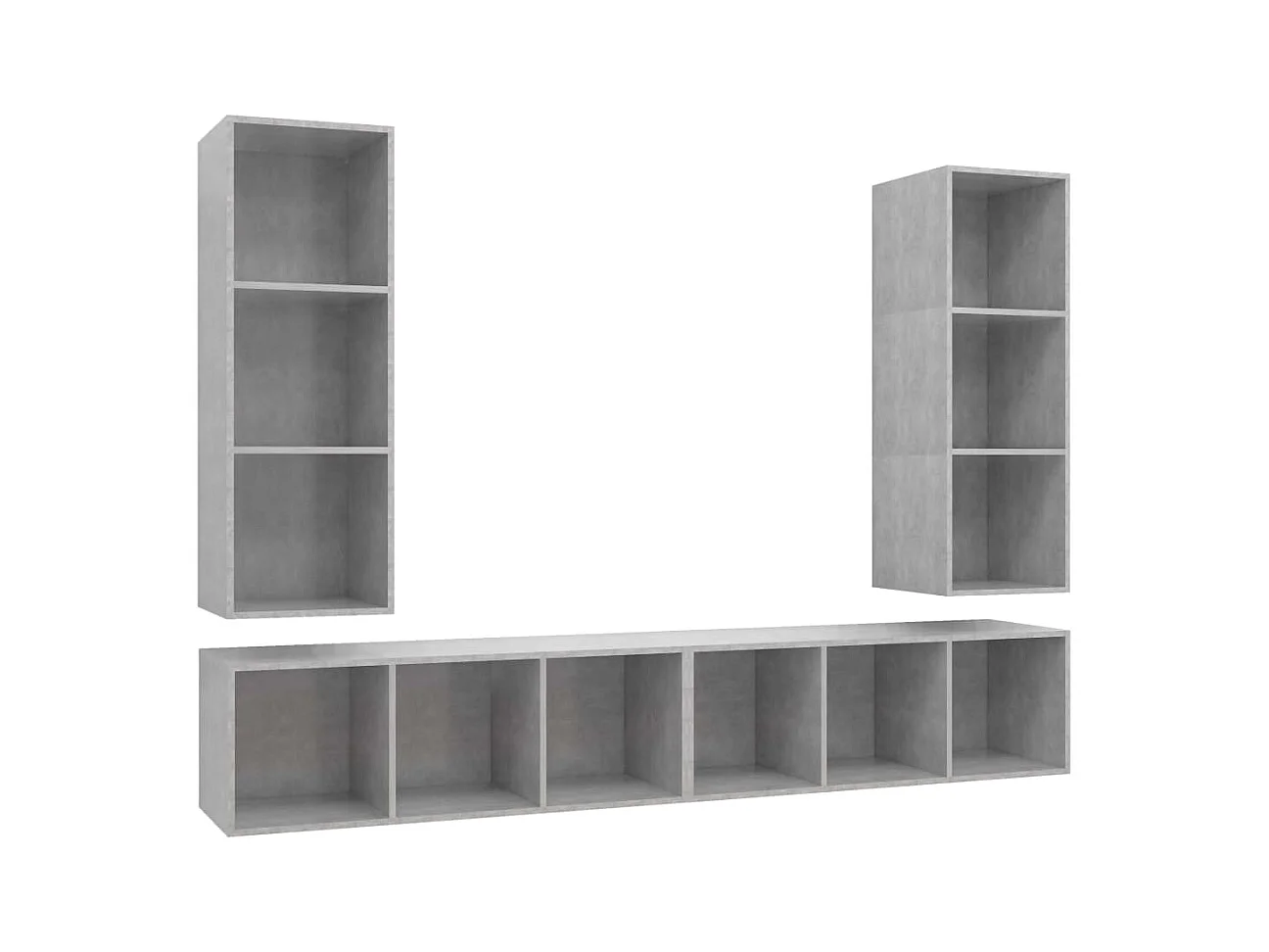 Muebles de salón | Gabinetes de TV |  Muebles de TV de pared 4 pzs madera ingeniería gris hormigón