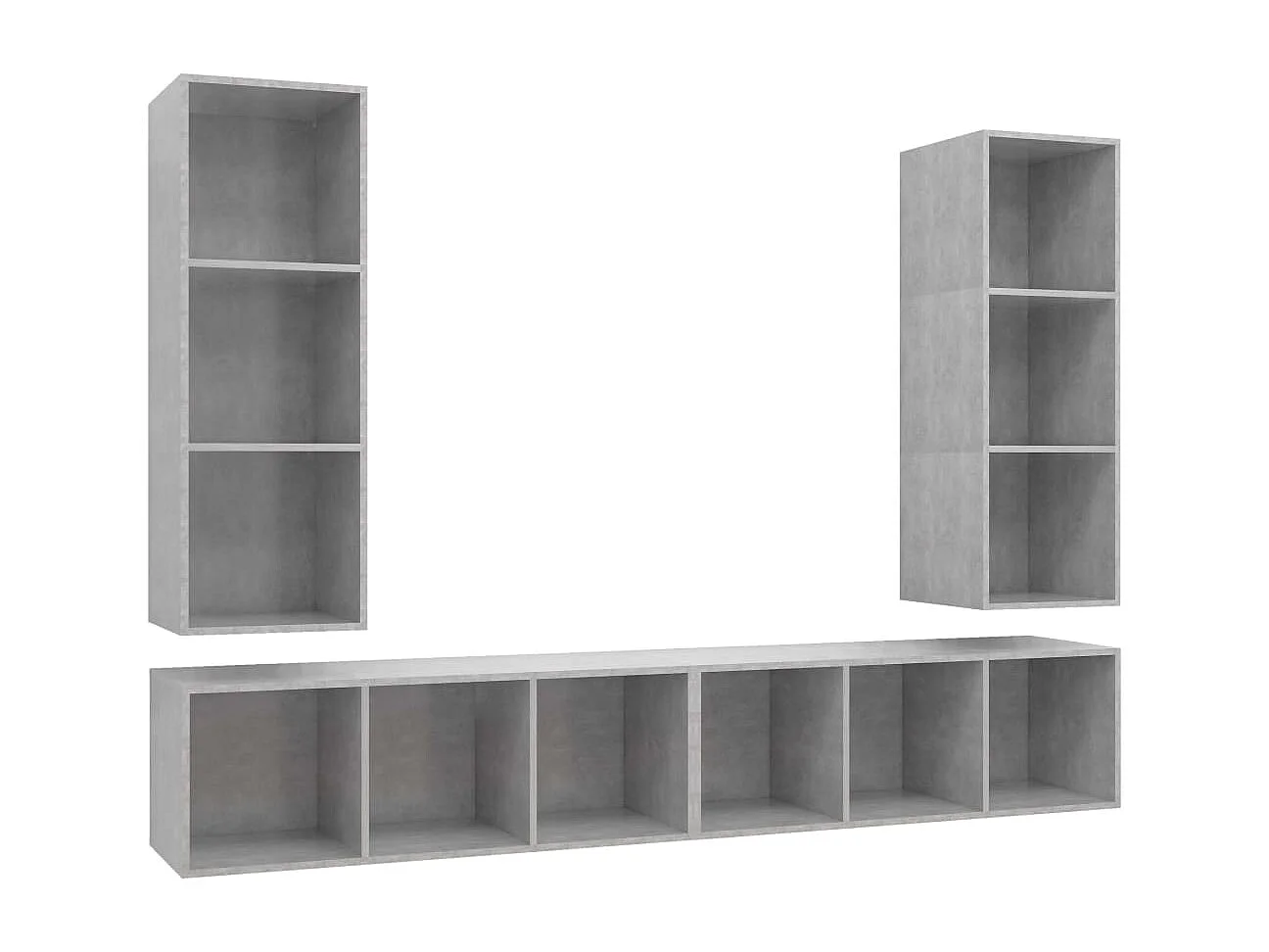 Meubles TV | Bancs TV | Armoires TV muraux 4 pcs Gris béton Bois d'ingénierie