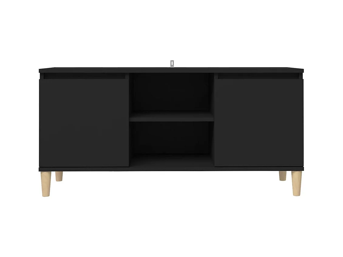 Mueble de TV | Mueble de salón con patas de madera maciza negro 103,5x35x50 cm