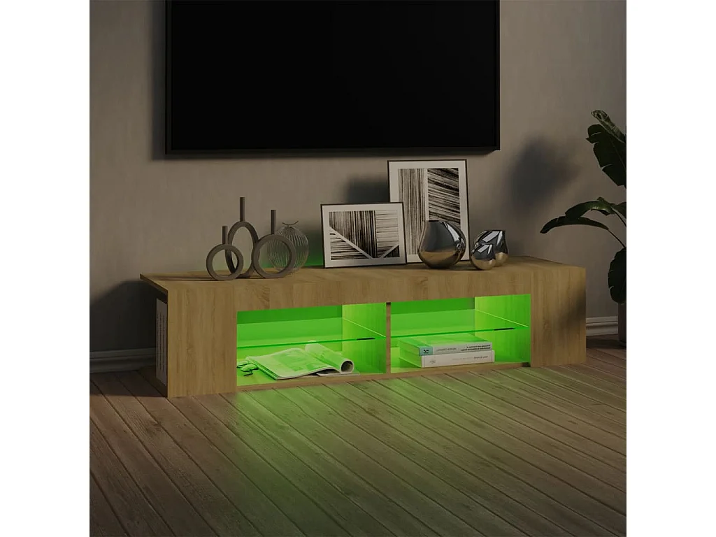 Meuble TV | Banc TV | Armoire TV avec lumières LED chêne sonoma 135x39x30 cm