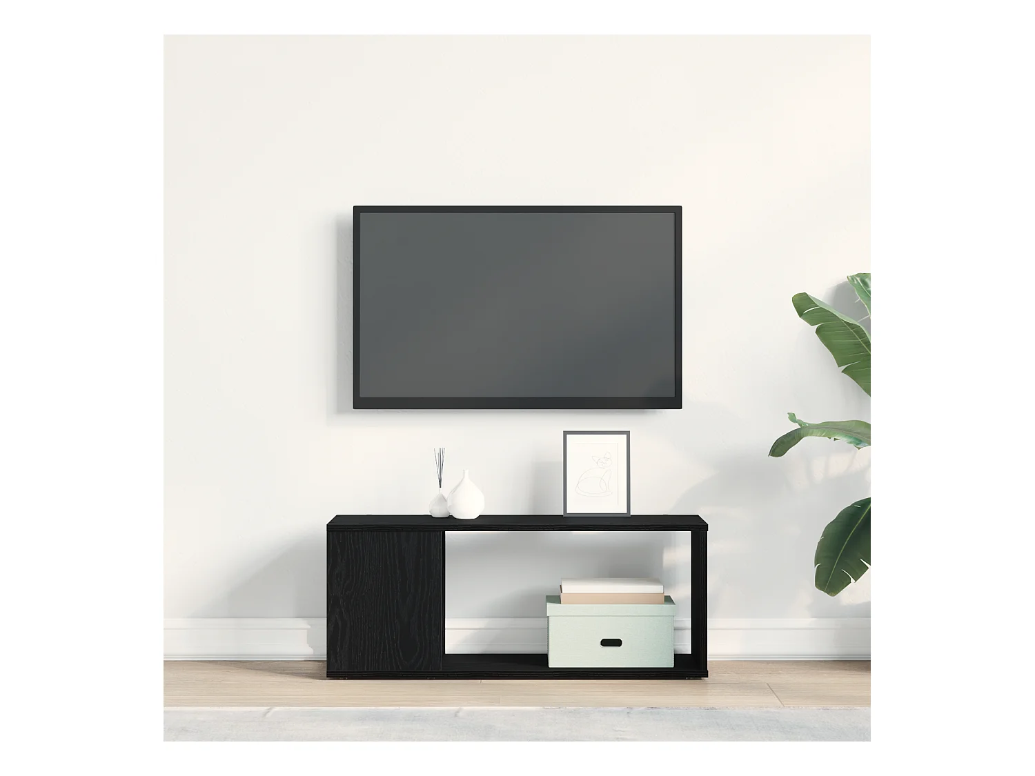 Mueble TV | Centro de entretenimiento Negro 80 x 24 x 32 cm