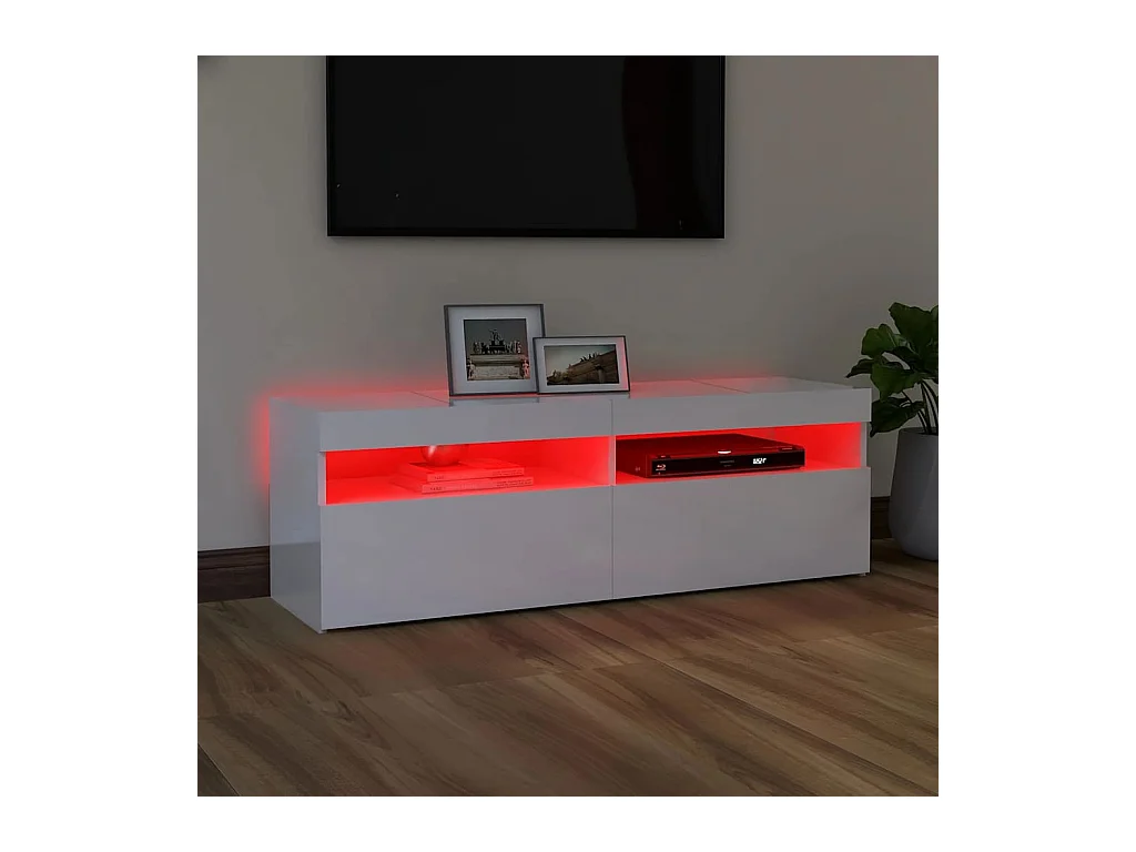 Mueble de TV | Mueble de salón con luces LED blanco brillante 120x35x40 cm