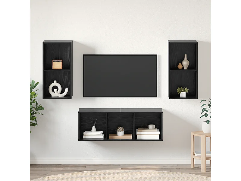 Ensemble de meubles TV | Bancs TV | Armoires TV 3 pcs Chêne noir 37 x 37 x 107 cm