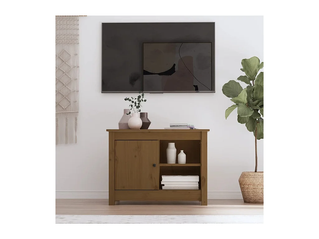 Mueble de TV | Mueble de salón madera maciza de pino marrón miel 70x36,5x52 cm