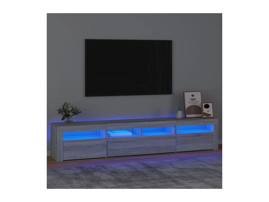 Mueble de TV | Mueble de salón con luces LED gris Sonoma 210x35x40 cm