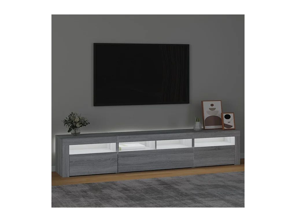 Mueble de TV | Mueble de salón con luces LED gris Sonoma 210x35x40 cm