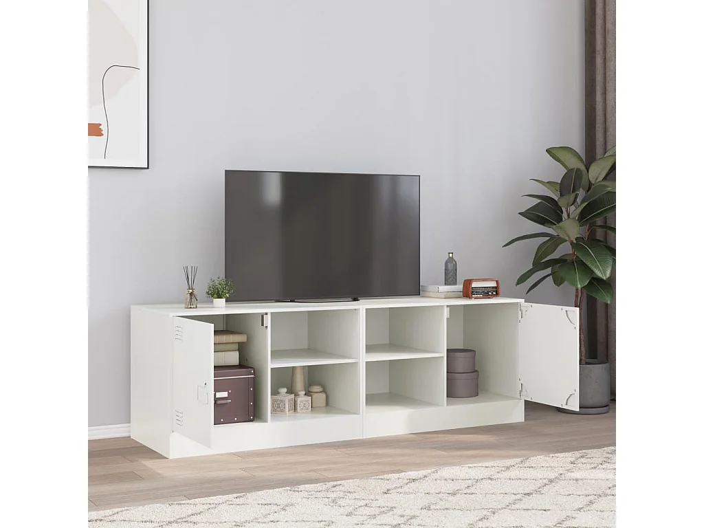 Meubles TV | Bancs TV | Armoires TV 2 pcs blanc 67x39x44 cm acier