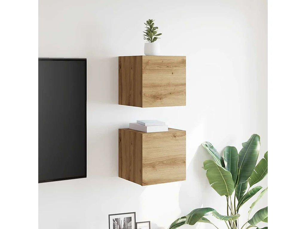 Meubles TV | Bancs TV | Armoires TV muraux 2 pcs chêne artisanal 30,5x30x30 cm