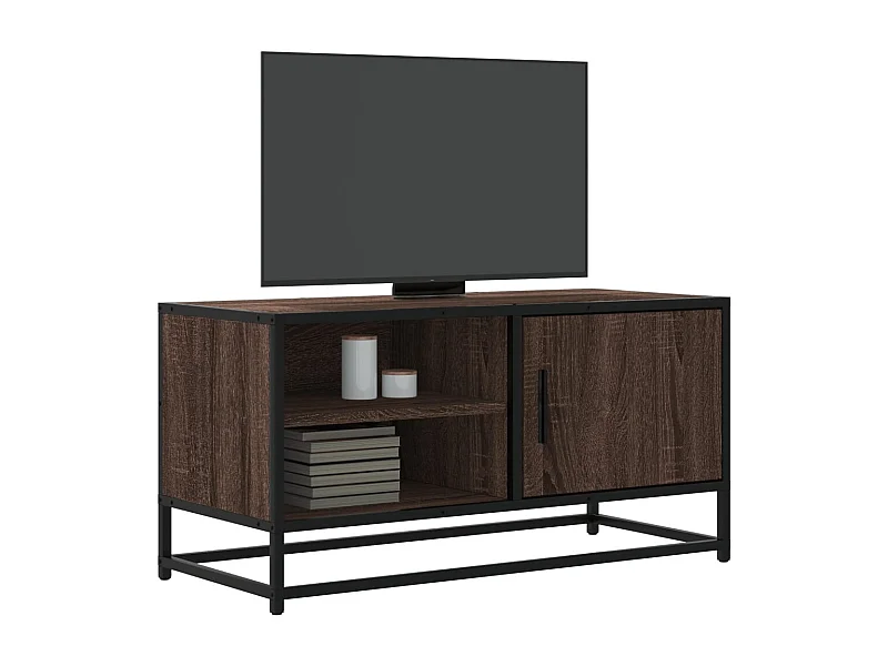 Tv-meubel | Tv-Bank | TV-kast80x34,5x40 cm bewerkt hout metaal bruin eikenkleur