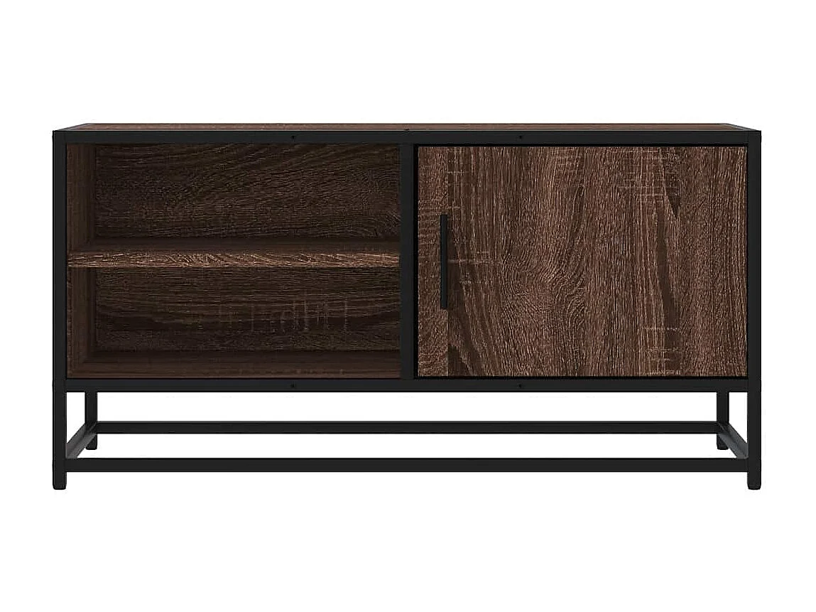 Meuble TV | Banc TV | Armoire TV chêne marron 80x34,5x40 cm bois d'ingénierie et métal