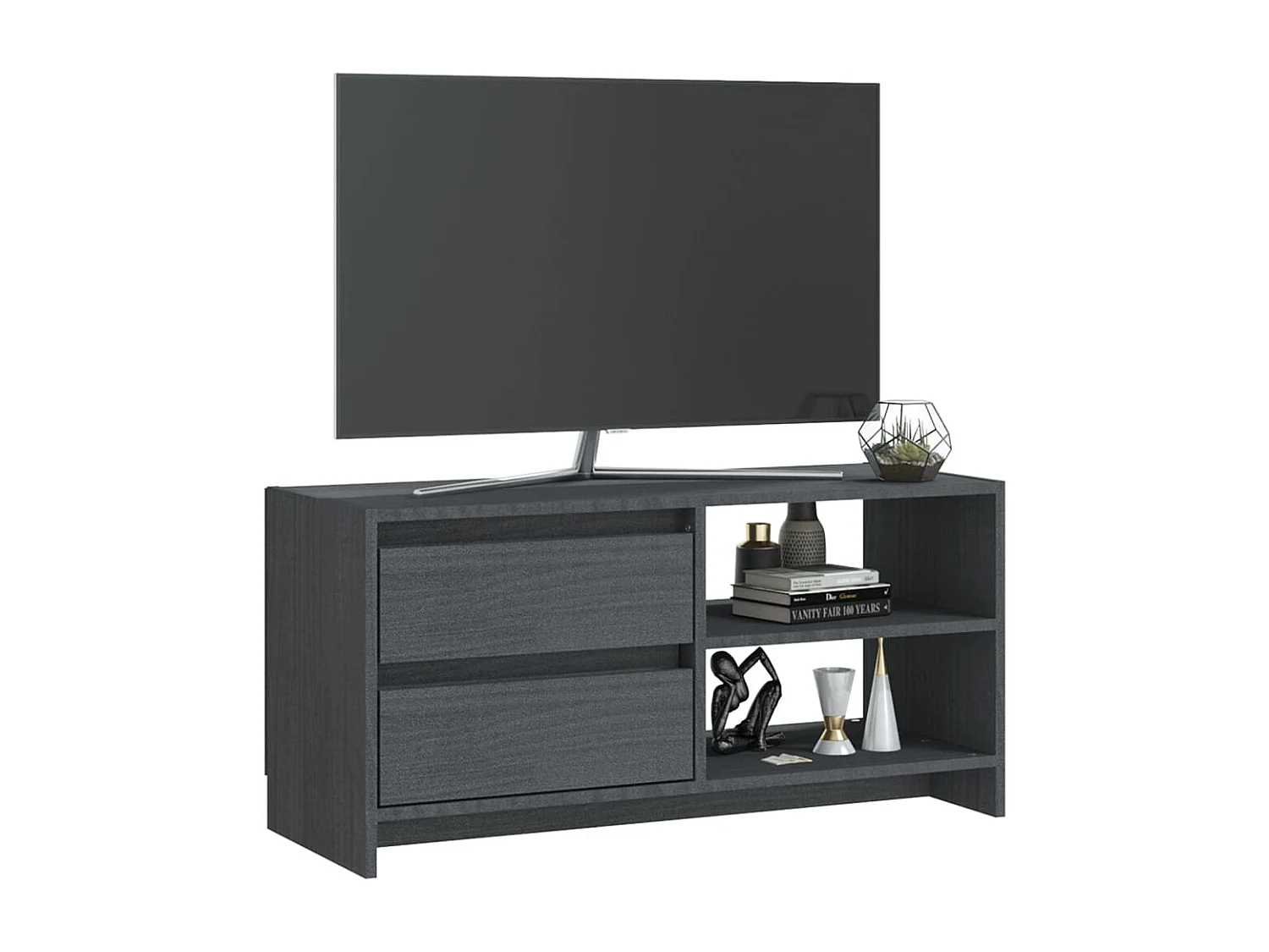 Mueble para TV  | Gabinete de TV |  Mueble de salón de madera maciza de pino gris 80x31x39 cm