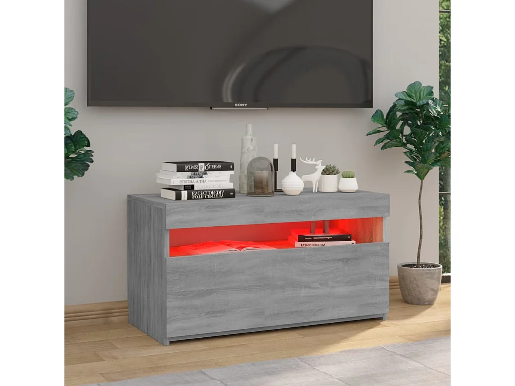 Meuble TV | Banc TV | Armoire TV avec lumières LED Sonoma gris 75x35x40 cm