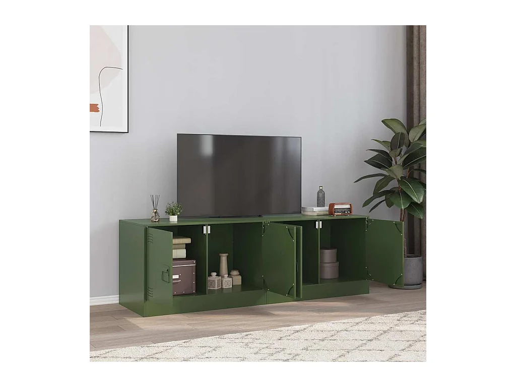 muebles para TV  | Gabinetes de TV |  Muebles de salón 2 unidades acero verde oliva 67x39x44 cm