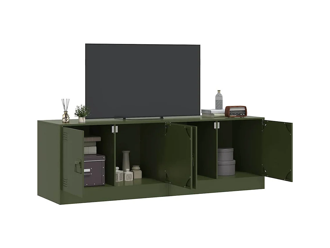 muebles para TV  | Gabinetes de TV |  Muebles de salón 2 unidades acero verde oliva 67x39x44 cm