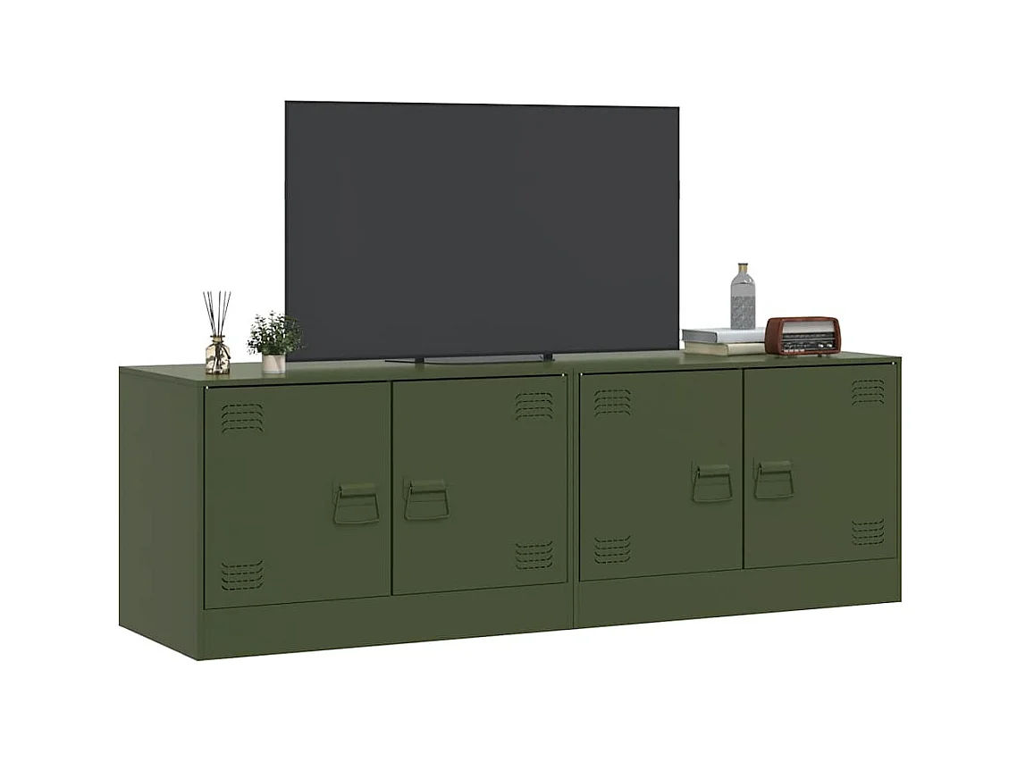 muebles para TV  | Gabinetes de TV |  Muebles de salón 2 unidades acero verde oliva 67x39x44 cm