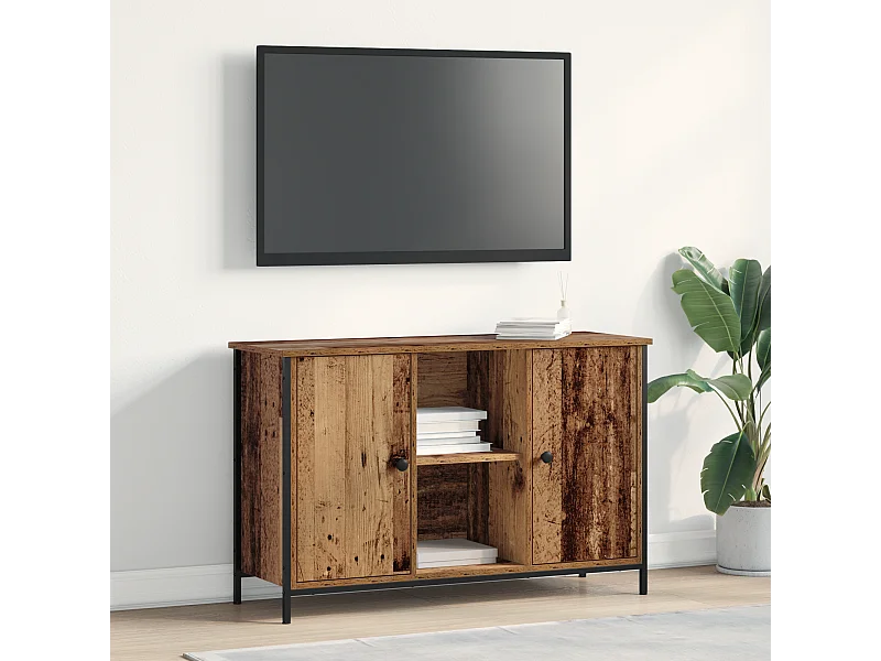 Tv-meubel | Tv-Bank | TV-kast101x35x65 cm bewert hout en staal artisanaal eiken